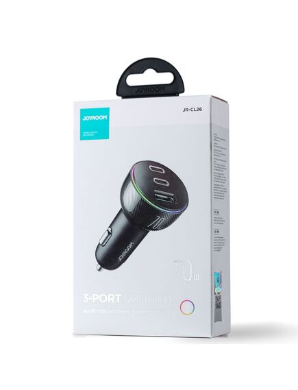 Incarcator Auto, 70W, 2xUSB-C, 1xUSB-A, BLACK