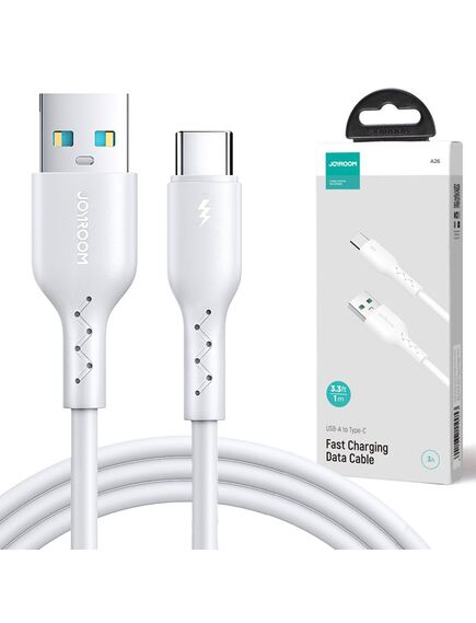 Cablu Date si Incarcare, USB-A la USB-C, 3A, 1m, WHITE