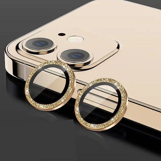 Protectie Camere Individuale din Sticla cu Diamante Gold pentru iPhone 13