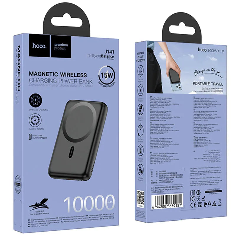 Baterie Externa Wireless, MagSafe, Magentica, PD20W, 1xUSB-C (10.000mAh), Black