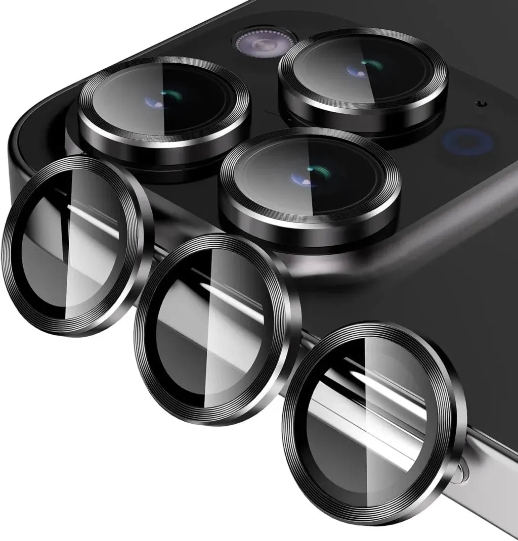 Folie Sticla iPhone 14 Pro Max, Protectie Camere individuale Black