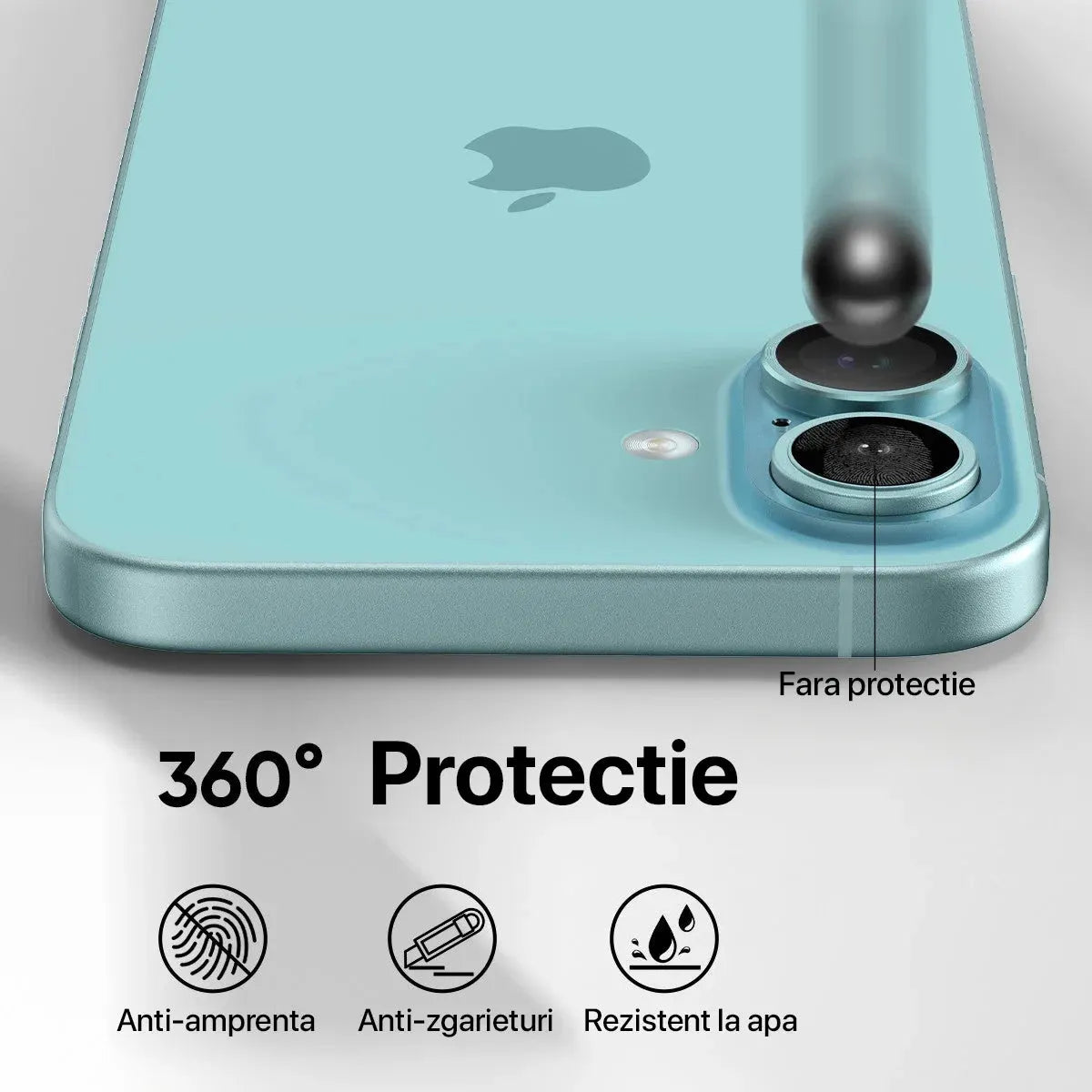 Folie individuala Camera, Apple iPhone 16, Sticlă, Blue