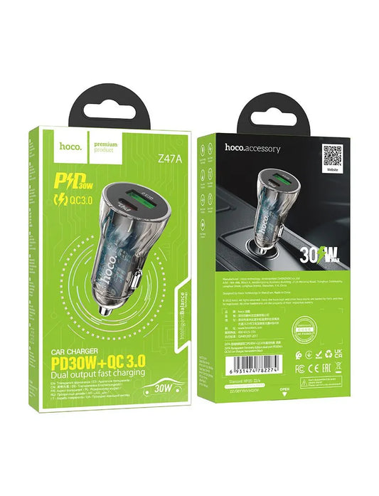 Incarcator auto, USB-C PD 30W, USB-A 18W