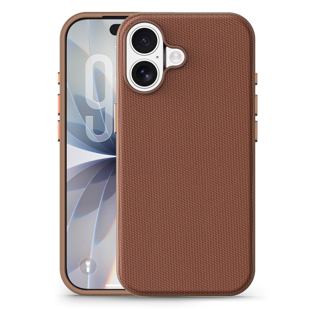 Husă Woven TechCraft pentru iPhone 17, Brown, vedere față și spate.