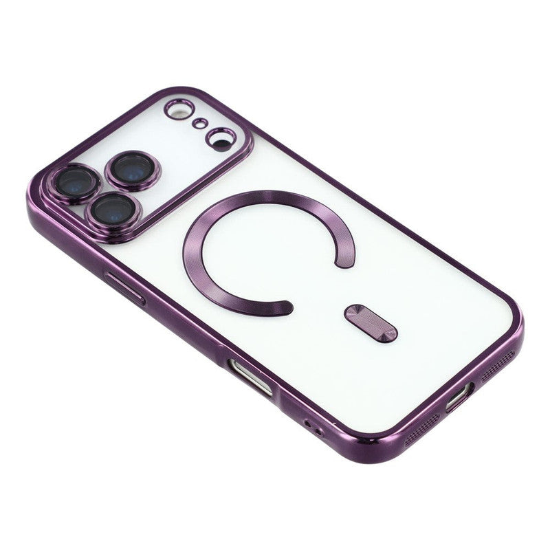Husă Plating Delux cu MagSafe, Clear Purple