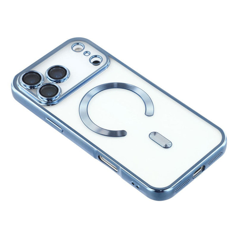 Husă Plating Delux cu MagSafe, Clear Sky Blue