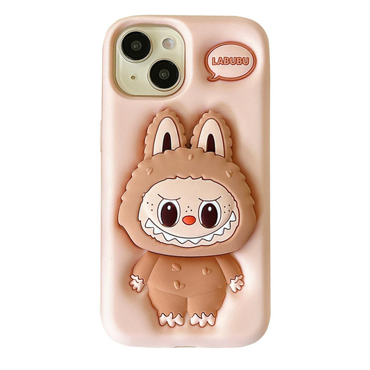 Husă iPhone 13 Kawaii Labubu, Peach