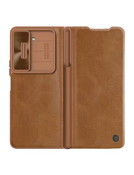 Husa Nillkin, pentru Samsung Galaxy Z Fold 5, Piele cu Protectie Camere Brown