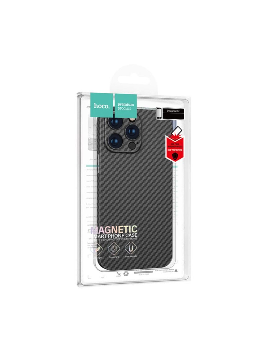 HOCO | Husa pentru iPhone 14 Pro, cu MagSafe, UltraThin, CARBON Fiber | BLACK - mag-genius-accesorii