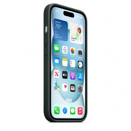 Husa de protectie Apple FineWoven cu MagSafe pentru iPhone 15 ,Evergreen - mag-genius-accesorii