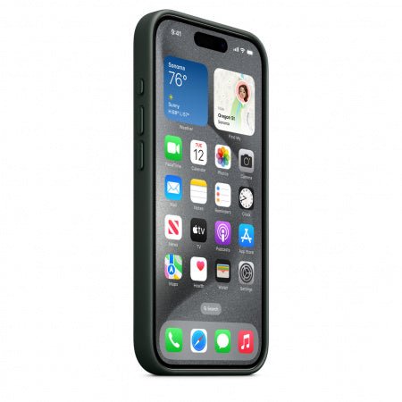 Husa de protectie Apple FineWoven cu MagSafe pentru iPhone 15 Pro, Evergreen - mag-genius-accesorii