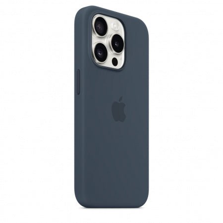 Husa de protectie Apple Silicon cu MagSafe pentru iPhone 15 Pro Storm Blue - mag-genius-accesorii