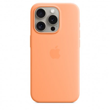 Husa de protectie Apple din Silicon cu MagSafe pentru iPhone 15 Pro Orange Sorbet - mag-genius-accesorii