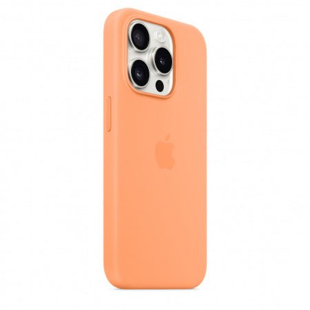Husa de protectie Apple din Silicon cu MagSafe pentru iPhone 15 Pro Orange Sorbet - mag-genius-accesorii
