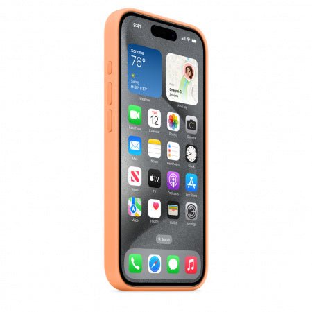 Husa de protectie Apple din Silicon cu MagSafe pentru iPhone 15 Pro Orange Sorbet - mag-genius-accesorii