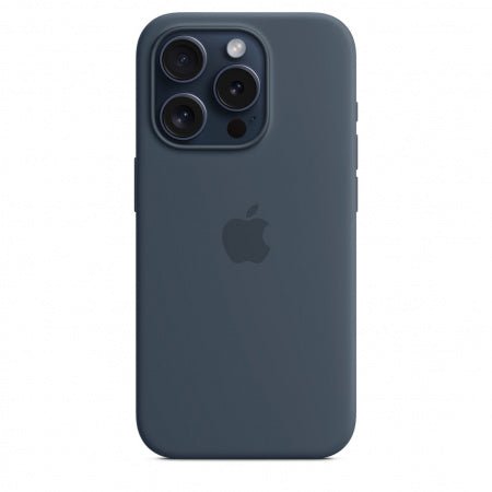 Husa de protectie Apple Silicon cu MagSafe pentru iPhone 15 Pro Storm Blue - mag-genius-accesorii