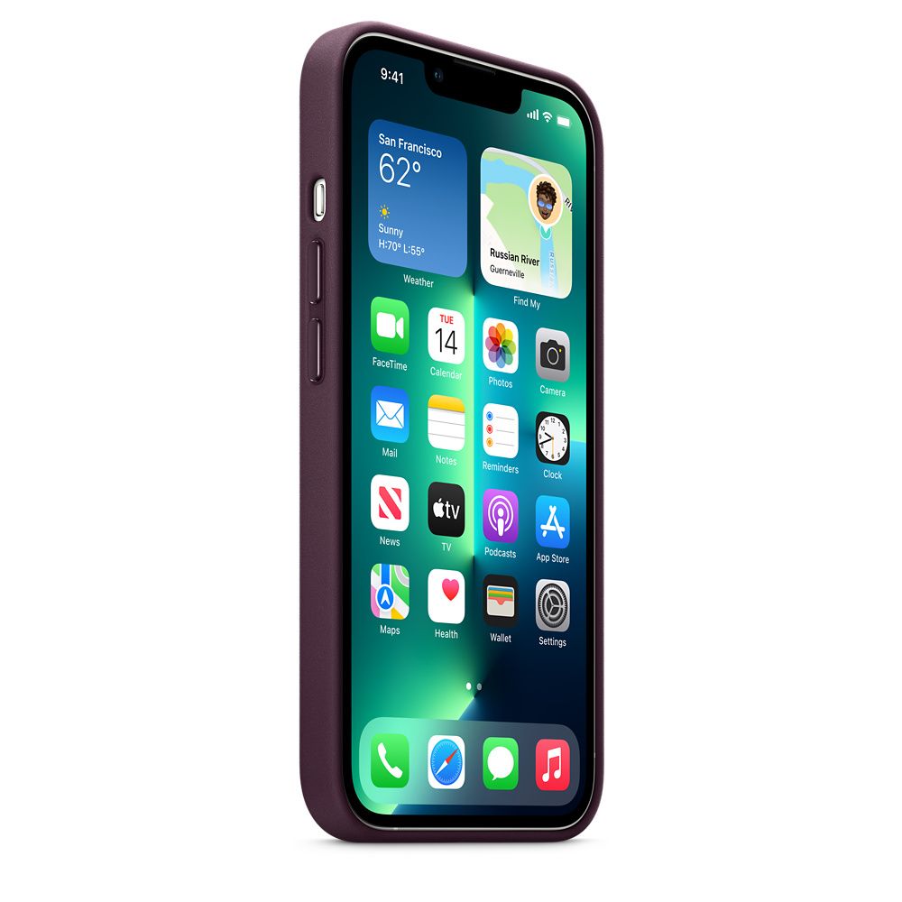 Husa de protectie Apple cu MagSafe pentru iPhone 13 Pro , Piele - Culoare Dark Cherry - mag-genius-accesorii
