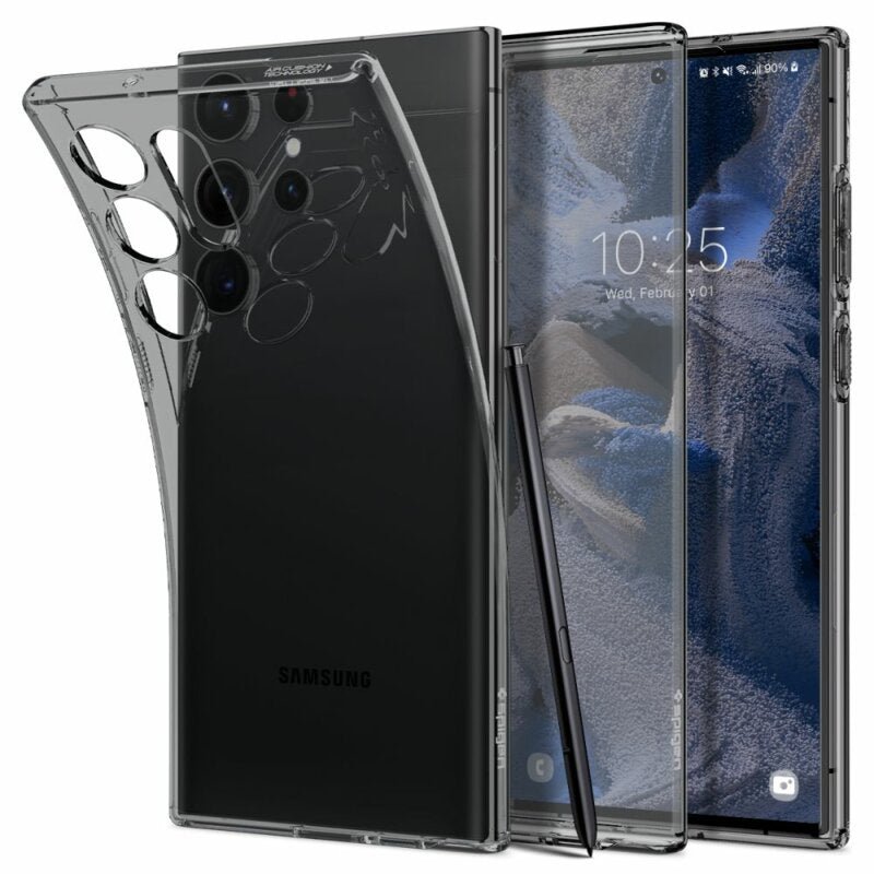 Husa Samsung Galaxy S23 Ultra Spigen Liquid Crystal, cenusiu - mag-genius-accesorii