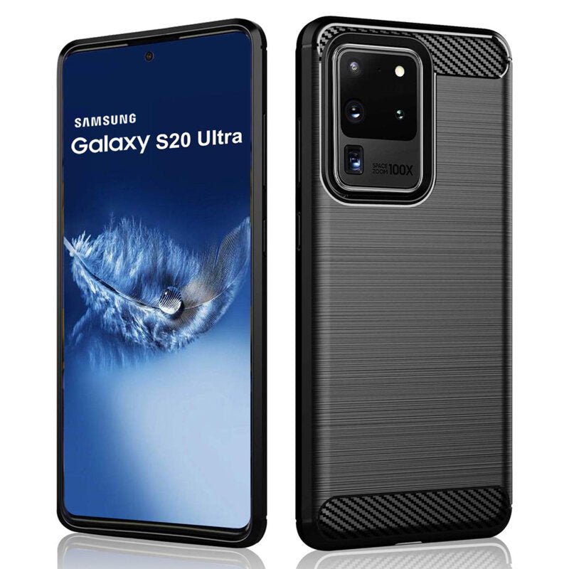 Husa Samsung Galaxy S20 Ultra 5G Techsuit Carbon Silicone, negru - mag-genius-accesorii
