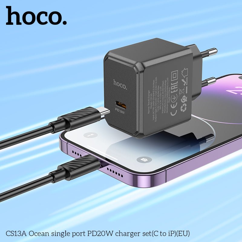 Incarcator Retea cu Cablu HOCO N10, Quick Charge, 20W, 1 X USB Tip-C, Alb - mag-genius-accesorii