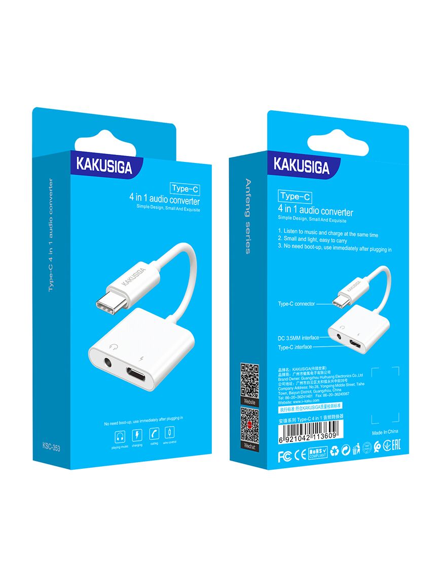 Cablu Audio, Convertor 2 in 1, USB-C | WHITE - mag-genius-accesorii