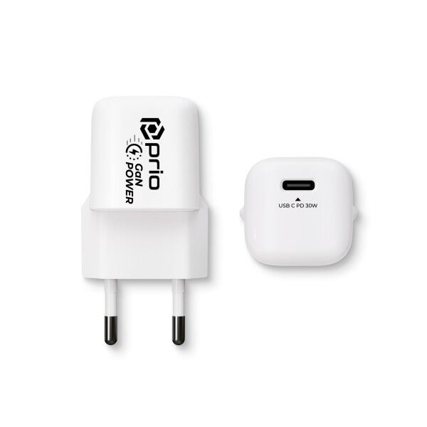 ÎNCĂRCĂTOR DE PERETE PRIO GAN POWER USB-C - 30W - ALB - mag-genius-accesorii