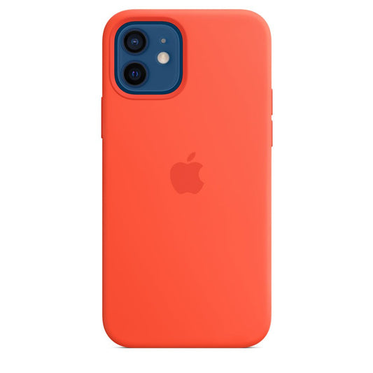 Husa de protectie Apple cu MagSafe pentru iPhone 12, Silicon - Culoare Electric Orange - mag-genius-accesorii