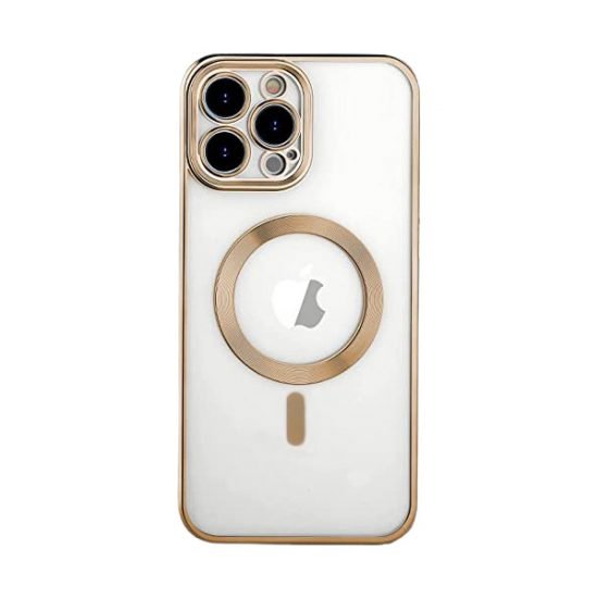 Husa de protectie cu MagSafe pentru iPhone 14 Pro Max , Clear Gold - mag-genius-accesorii