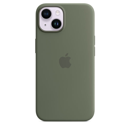 Husa de protectie Apple cu MagSafe pentru iPhone 14, Silicon Olive - mag-genius-accesorii