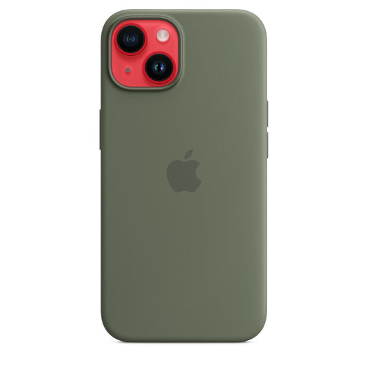 Husa de protectie Apple cu MagSafe pentru iPhone 14 Plus, Silicon Olive - mag-genius-accesorii