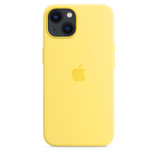 Husa de protectie Apple cu MagSafe pentru iPhone 13, Silicon - Culoare Lemon Zest - mag-genius-accesorii