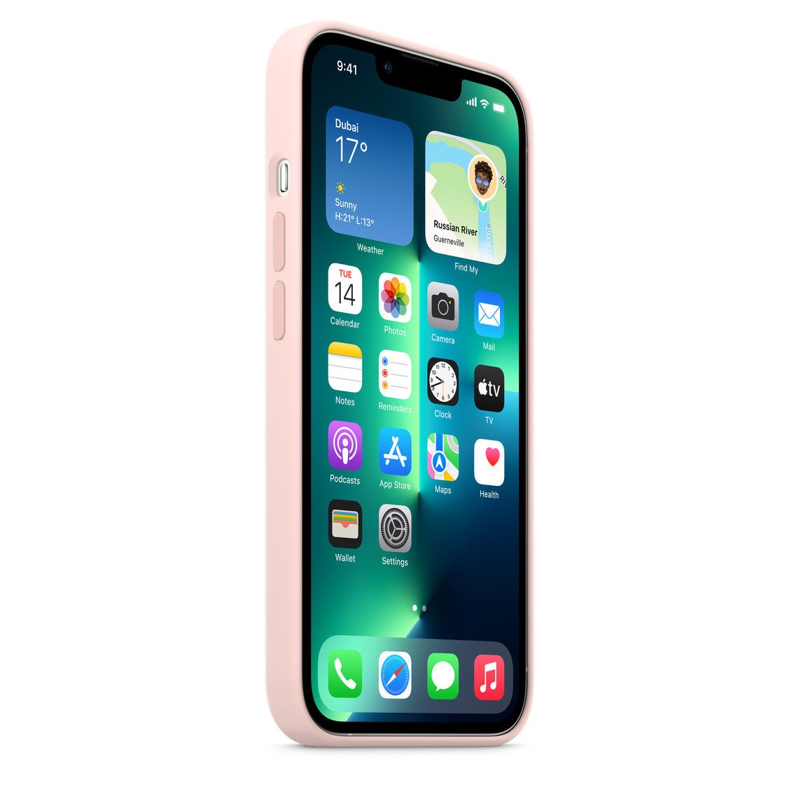 Husa de protectie Apple cu MagSafe pentru iPhone 13, Silicon - Culoare Chalk Pink - mag-genius-accesorii