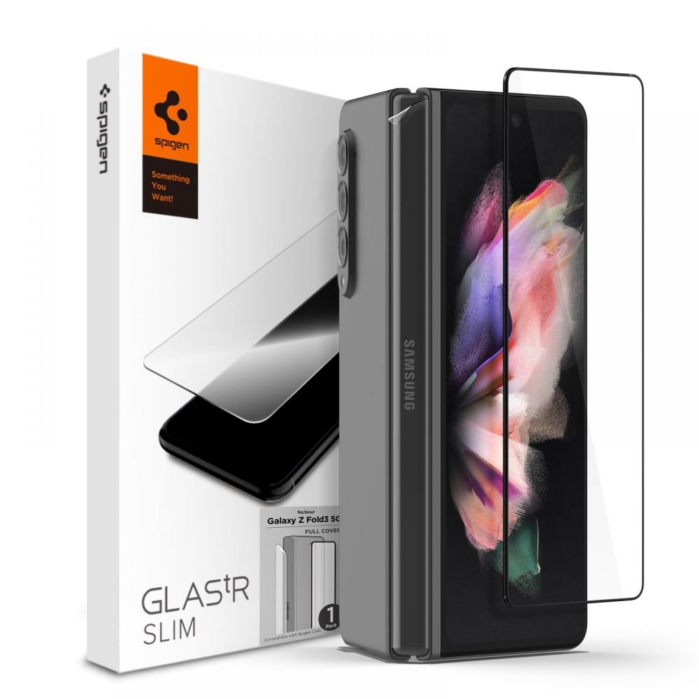 Folie sticla Samsung Galaxy Z Fold3 5G Spigen Glas.tR Slim, negru - mag-genius-accesorii