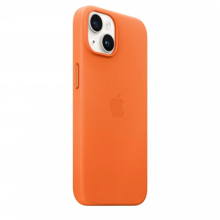 Husa de protectie Apple cu MagSafe pentru iPhone 14, Piele - Culoare Orange - mag-genius-accesorii