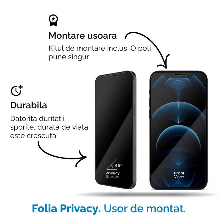 Folie Sticla iPhone 13 Pro, 3D PRIVACY SERIES - mag-genius-accesorii
