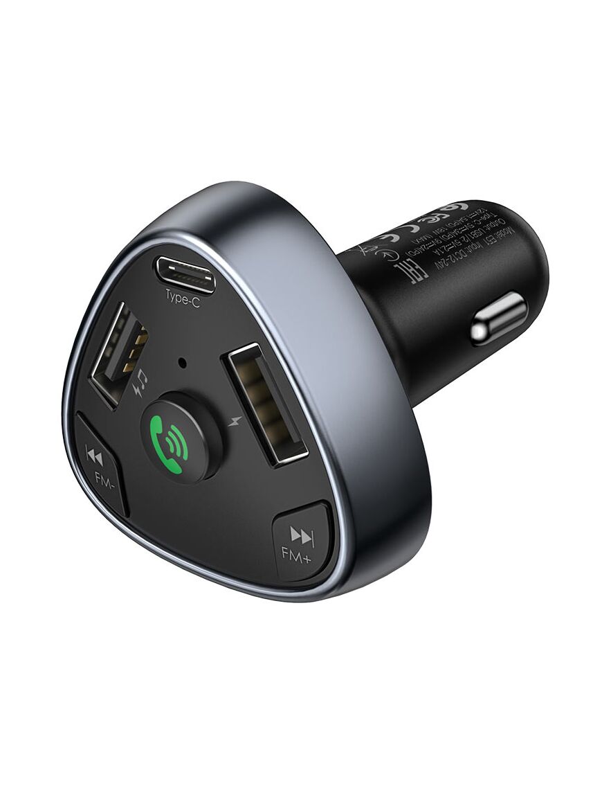 HOCO (E51) | Modulator FM, Bluetooth, 2 x USB-A, 1 x USB-C | BLACK - mag-genius-accesorii
