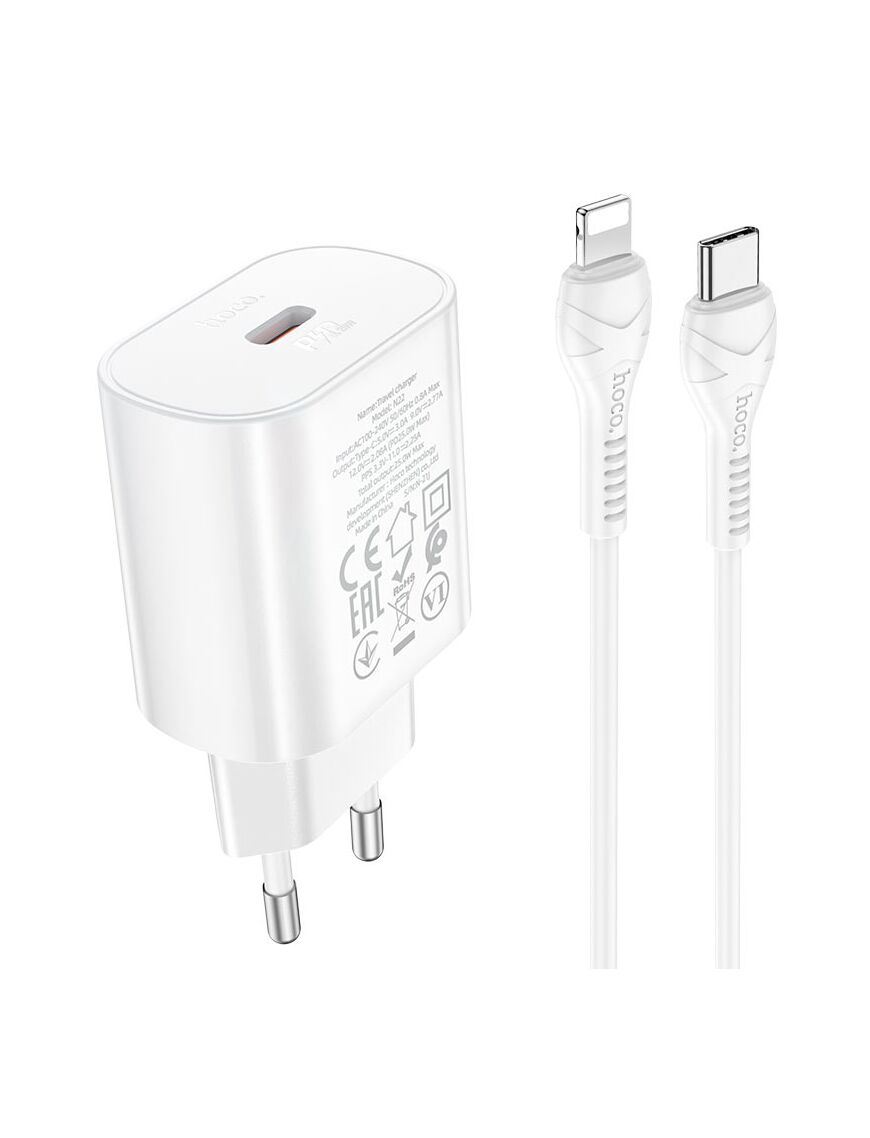 Incarcator retea, USB-C, 25W + cablu Lightning | WHITE - mag-genius-accesorii