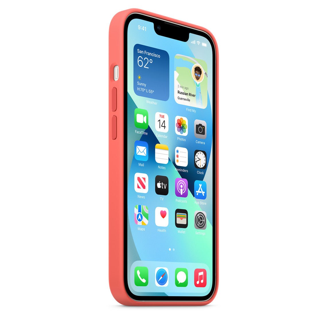 Husa de protectie Apple cu MagSafe pentru iPhone 13 Mini, Silicon - Culoare Pink Pomelo - mag-genius-accesorii