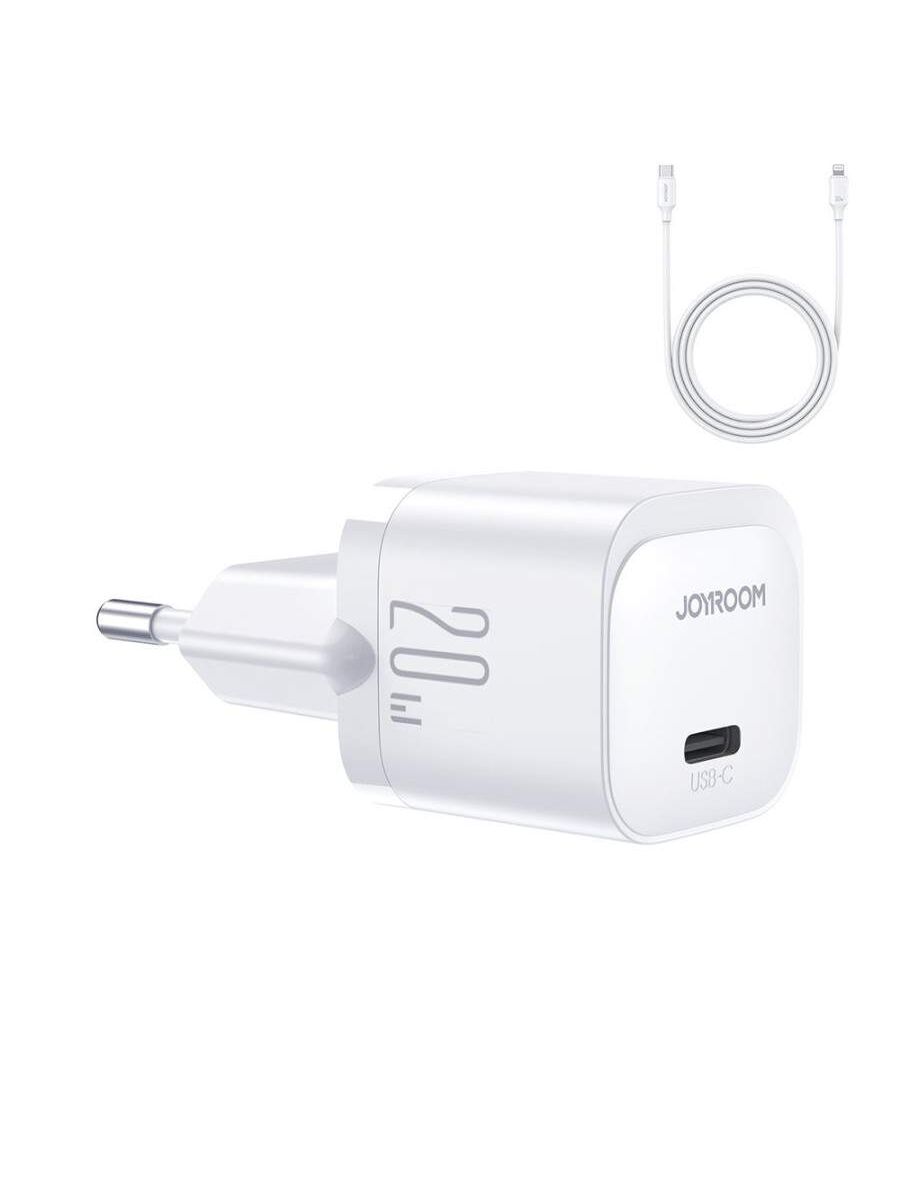 Incarcator rapid priza Joyroom USB Type-C 20W cu cablu Type-C to Lightning inclus alb - mag-genius-accesorii