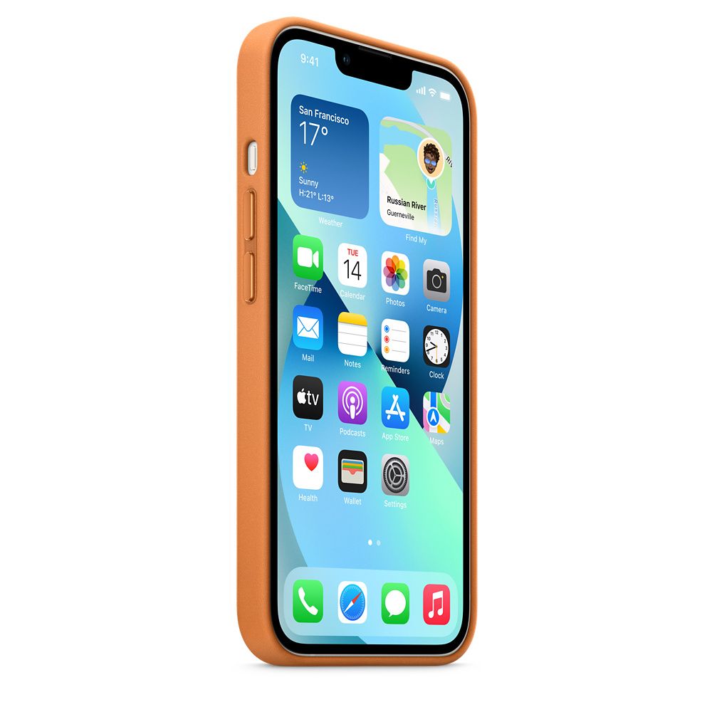 Husa de protectie Apple cu MagSafe pentru iPhone 13 , Piele - Culoare Golden Brown - mag-genius-accesorii