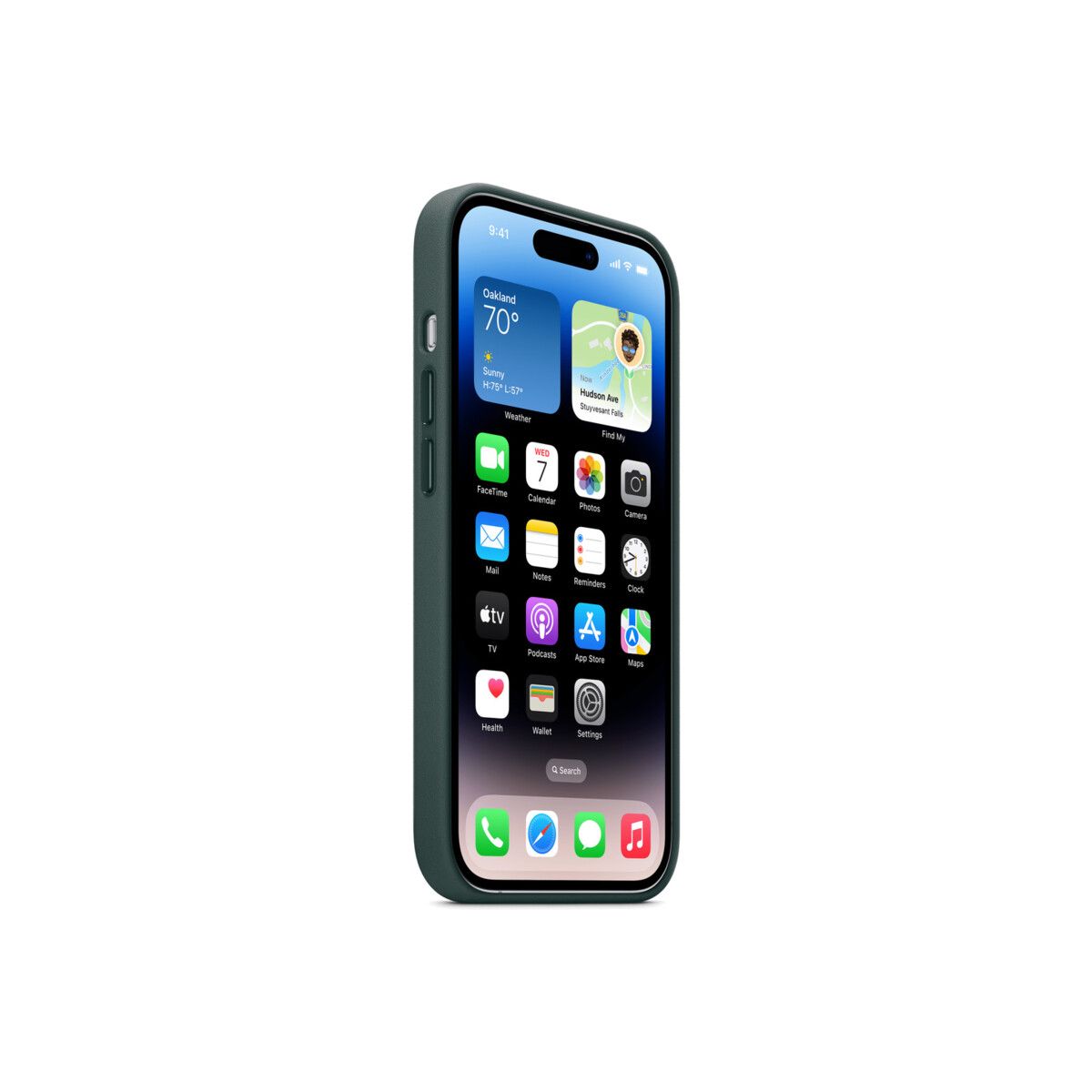 Husa de protectie Apple cu MagSafe pentru iPhone 14 Pro, Piele - Culoare Forest Green - mag-genius-accesorii